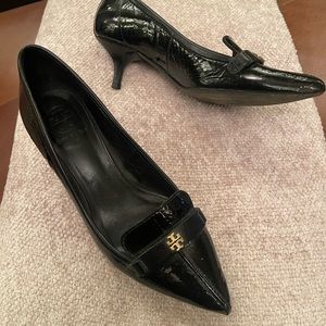 Tory Burch Black Patent Kitten Heels